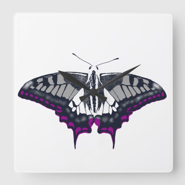 Asexuell Flagga Swallowtail Butterfly Fyrkantig Klocka (Framsida)
