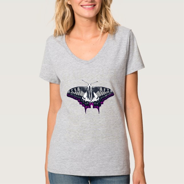Asexuell Flagga Swallowtail Butterfly T Shirt (Framsida)