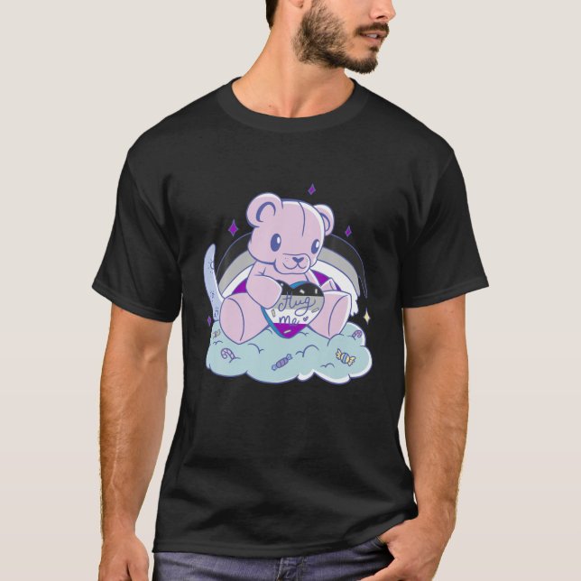 Asexuell Hug Me Cute Bear Clouds Candy Asexuellt F T Shirt (Framsida)