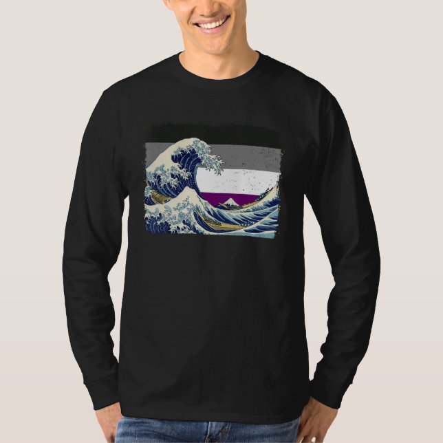 Asexuell Pride Ace Flag Stor våg utanför Kanagawa  T Shirt (Framsida)