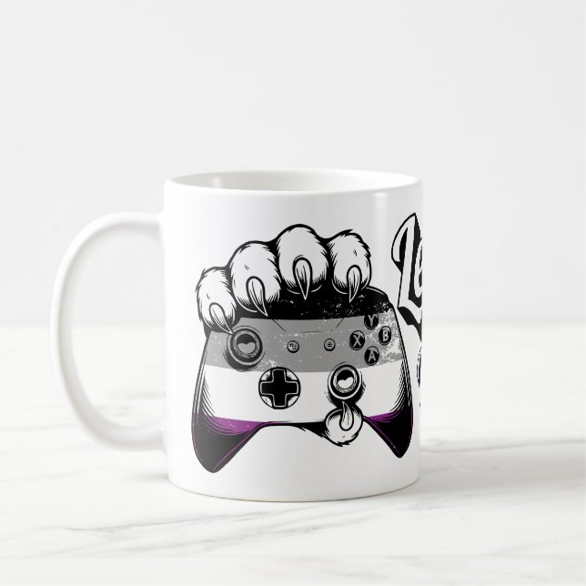 Asexuell Pride Level Up Tiger Paw Controller Mugg (Vänster)