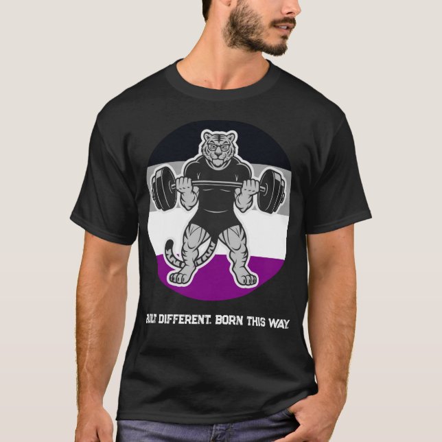 Asexuell Pride Tiger Lifter Gymtröja — Född Sådan T Shirt (Framsida)