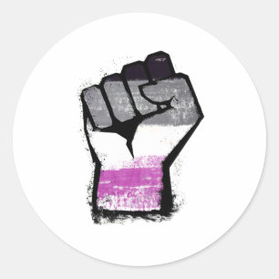 Asexuell protestnäve runt klistermärke