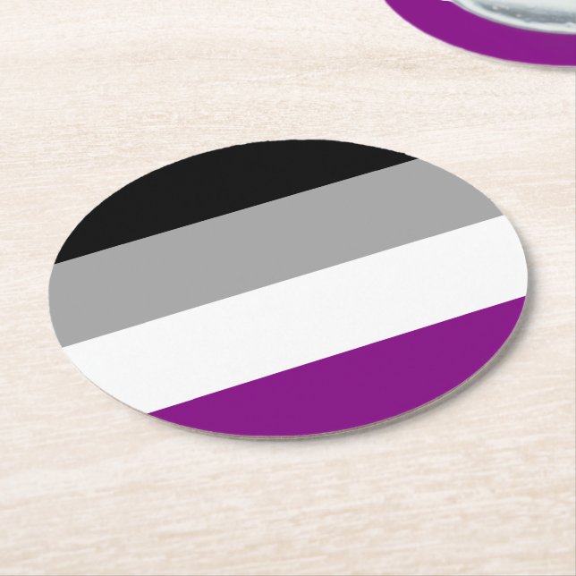 Asexuell stolthetsflagga underlägg papper rund (Vinklad)