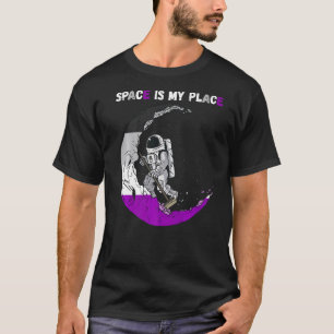 Asexuellt astronaut Måne Städning assexualitet Rym T Shirt
