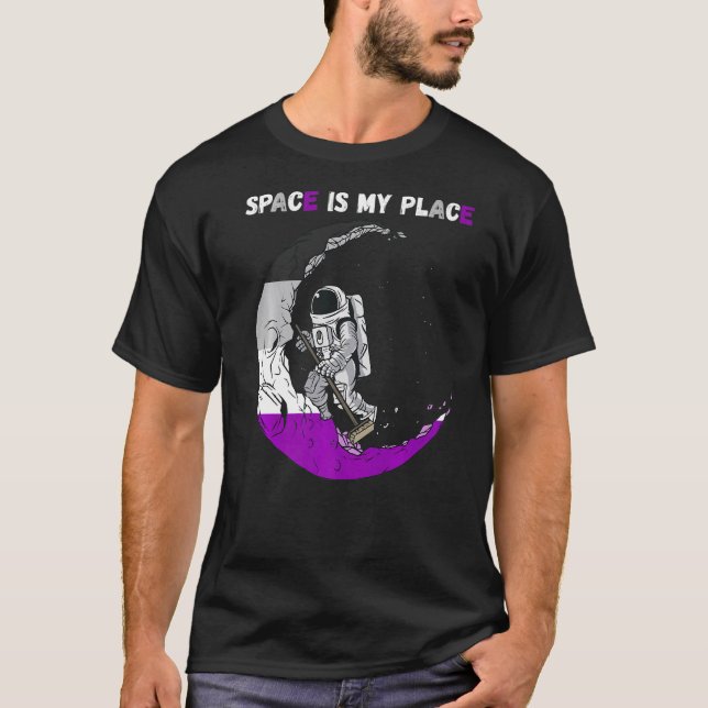 Asexuellt astronaut Måne Städning assexualitet Rym T Shirt (Framsida)