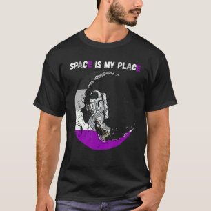 Asexuellt astronaut Måne Städning assexualitet Rym T Shirt