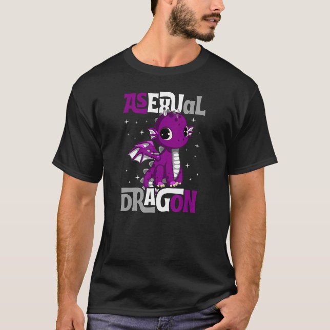 Asexuellt Dragon Cute Girly Pride Flagga Färg Magi T Shirt (Framsida)