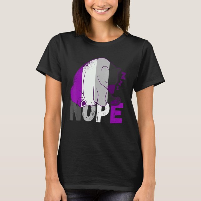 Asexuellt Flagga Nope Speeping Bear Ace Asexuellt  T Shirt (Framsida)