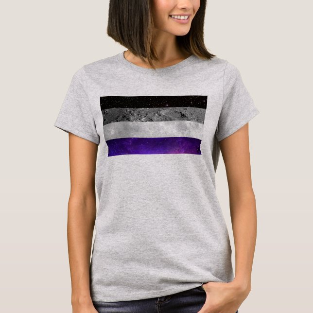 Asexuellt Flagga/ rymdhäst/ galaxi/ Måne/ astronom T Shirt (Framsida)