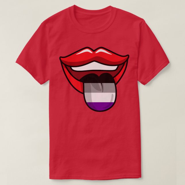 Asexuellt läpps Tunga HBT-Q Coola Ace Pride Flagga T Shirt (Design framsida)