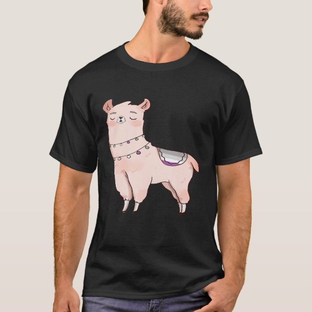 Asexuellt Llama Cute Animal LGBTQIA Alpaca Ace Pri T Shirt (Framsida)