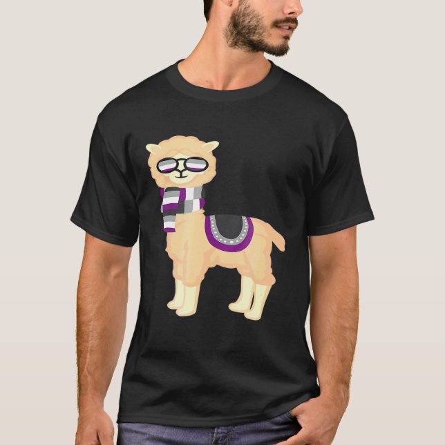 Asexuellt Pride Coola Llama med Ace Pride Sunglass T Shirt (Framsida)