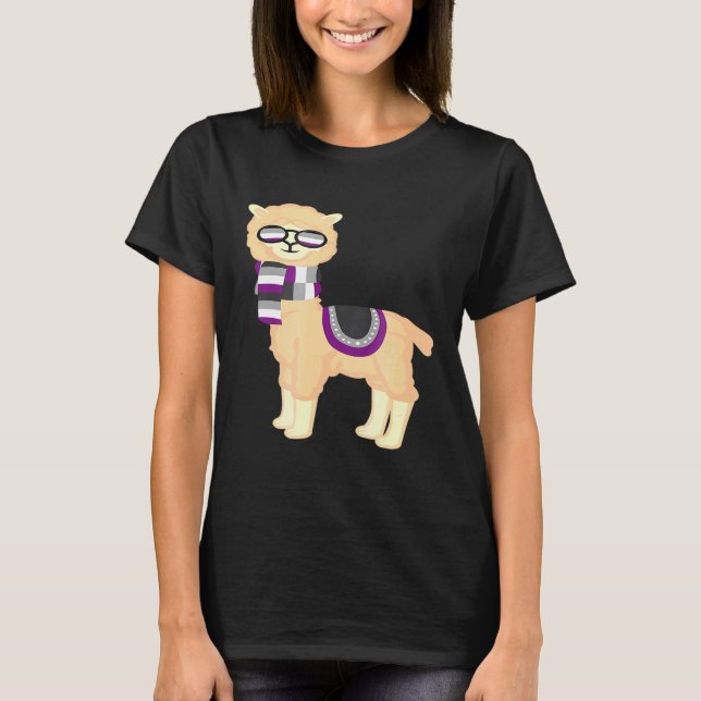 Asexuellt Pride Coola Llama med Ace Pride Sunglass T Shirt (Framsida)