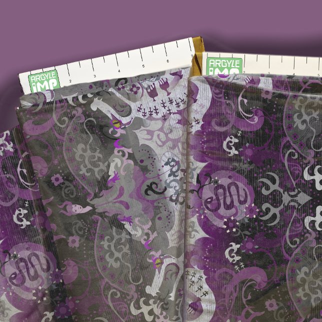 Asexuellt Pride Flagga Färg Dragon Damask Fabric Tyg (close-up with ruler)