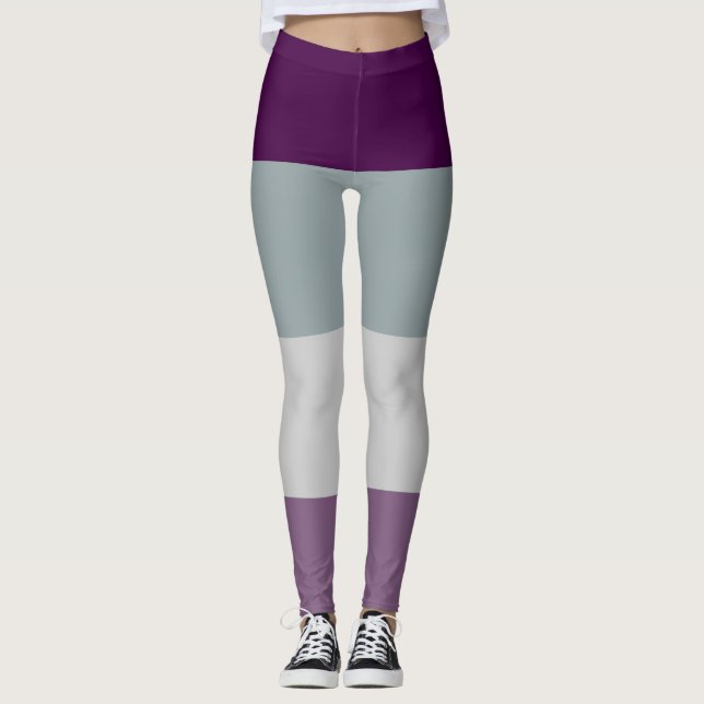 Asexuellt Pride Flagga Lila Grått Stripe HBT T Leggings (Framsida)