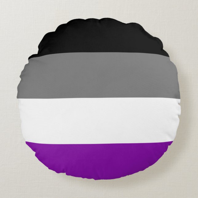 Asexuellt Pride, HGBTQ-Pride, strimlad utskrift Rund Kudde (Framsidan)