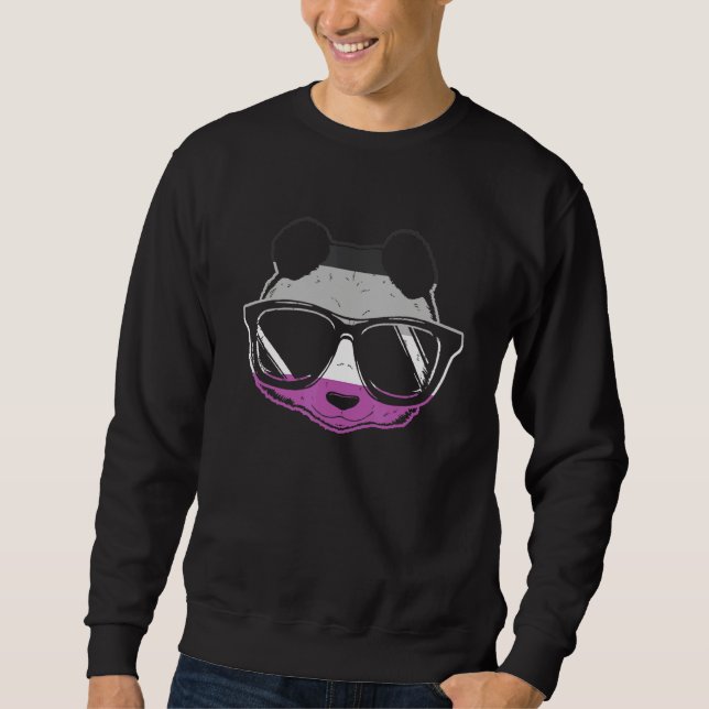 Asexuellt Pride Panda ASexual Flagga Sunglasses Ac Lång Ärmad Tröja (Framsida)