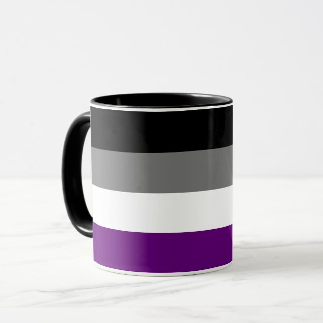 Asexuellt Pride Rainbow Flagga [ Ace | Demi | Gråt Mugg (Framsida vänster)