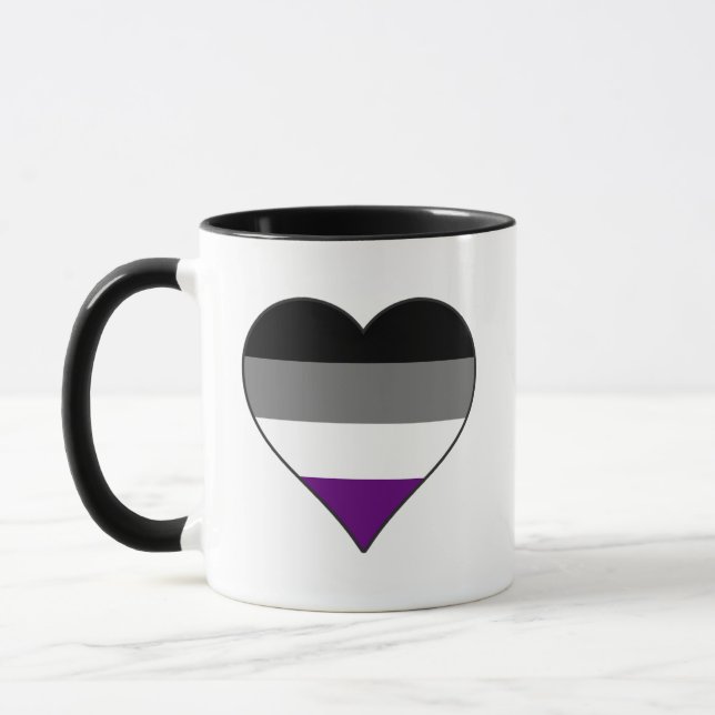 Asexuellt Pride Rainbow Heart ~ Ace | Demi | GRÅTT Mugg (Vänster)