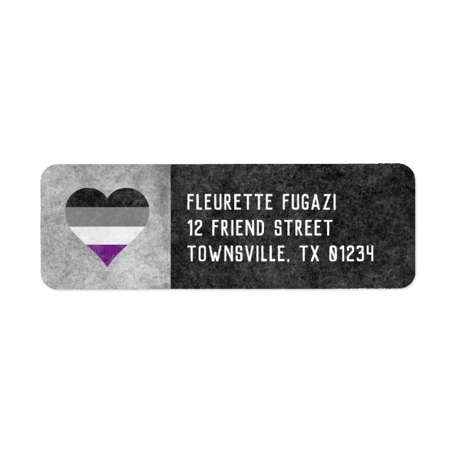 ASexuellt Pride Rainbow Heart-etikett Returadress Etikett (Framsidan)