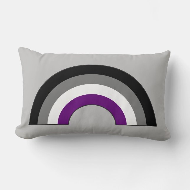 Asexuellt Pride Regnbåge + Ace | Demi | GRÅTT Lumbarkudde (Framsida)