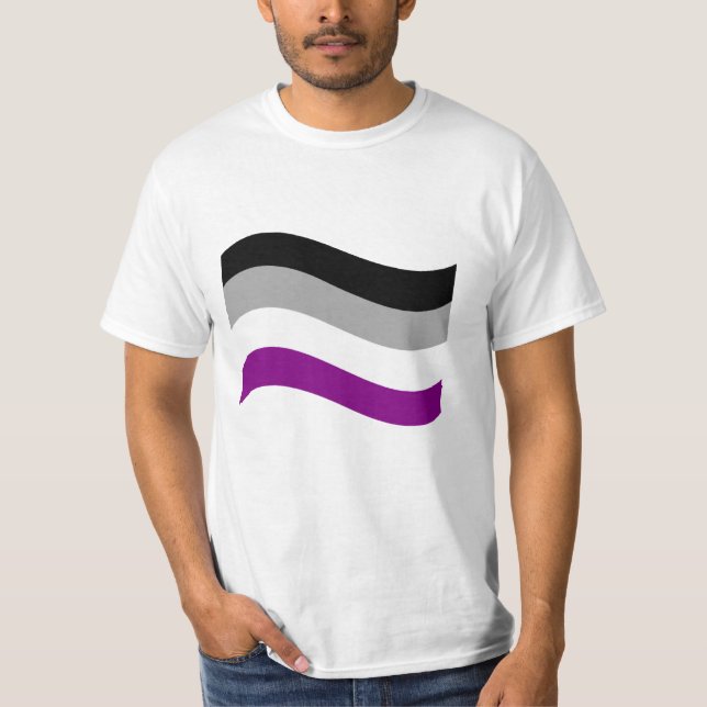 Asexuellt Pride Vågigt Flagga T Shirt (Framsida)