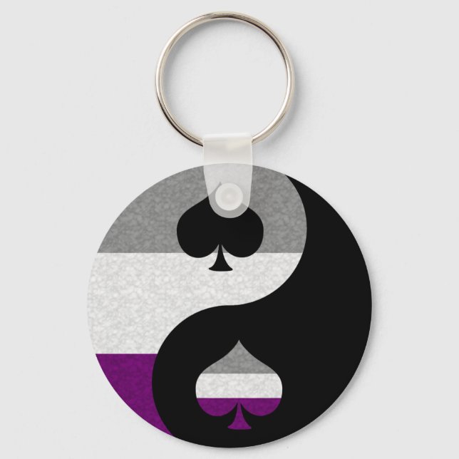 Asexuellt Pride Yin och Yang Symbol i Pride Flagga Nyckelring (Framsida)