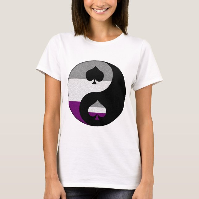 Asexuellt Pride Yin och Yang Symbol i Pride Flagga Tröja (Framsida)