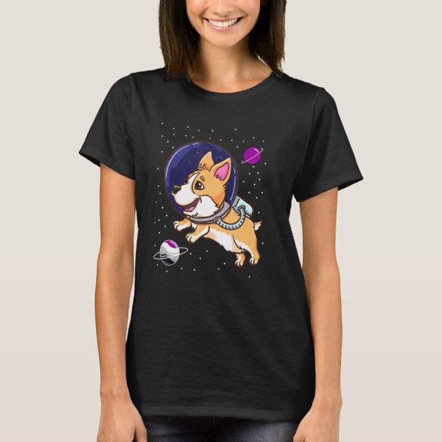 Asexui Corgi i Space Ace Pride T Shirt (Framsida)