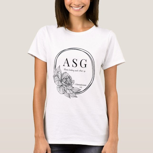ASG-logotyp i svart (namn på baksidan) T Shirt (Framsida)