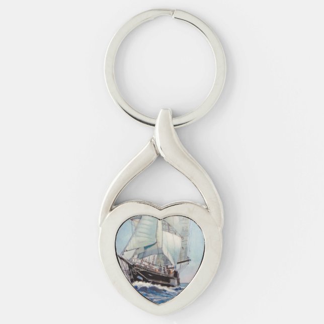 Asgard II Twisted Heart Silverfärgad Nyckelring (Framsidan)