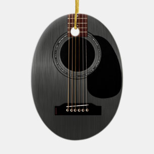 Ash Black Acoustic Guitar Julgransprydnad Keramik