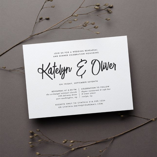 Ash Black | Modern Signature Rehearsal Dinner Inbjudningar (Skapare uppladdad)
