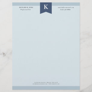 Ash Blue Elegant fet Monogram kontaktinformation Brevhuvud