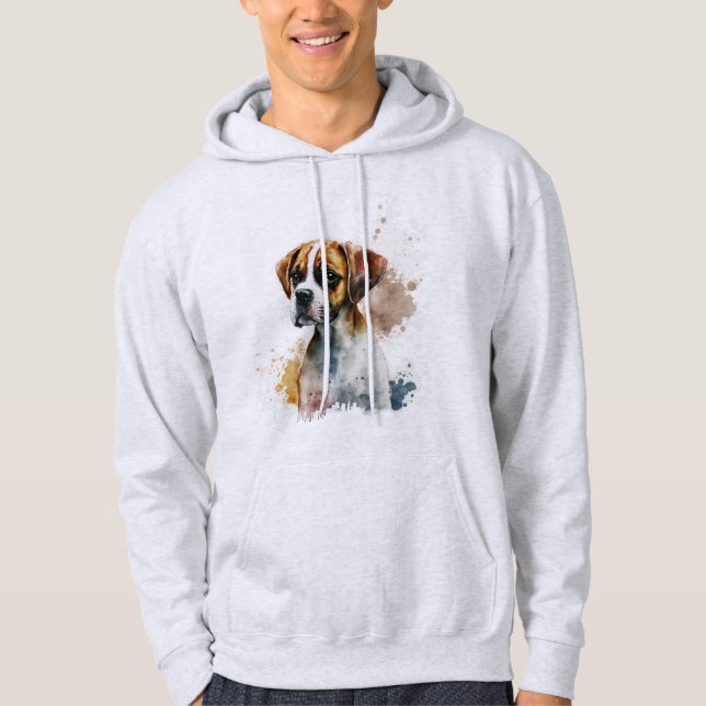 Ash färg hoodie med söt hund design avslappnad bär (Framsida)