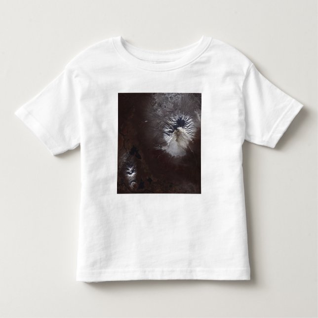 Ash fläcks på Rysslands shiveluch-vulkano¯tackugna T-shirt (Framsida)
