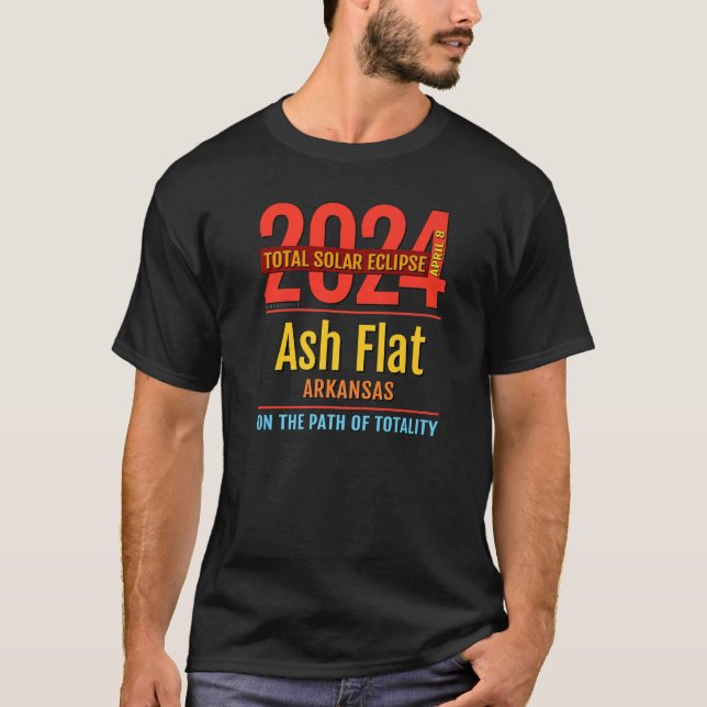 Ash Flat Arkansas AR Total Solar Eclipse 2024 4 T Shirt (Framsida)