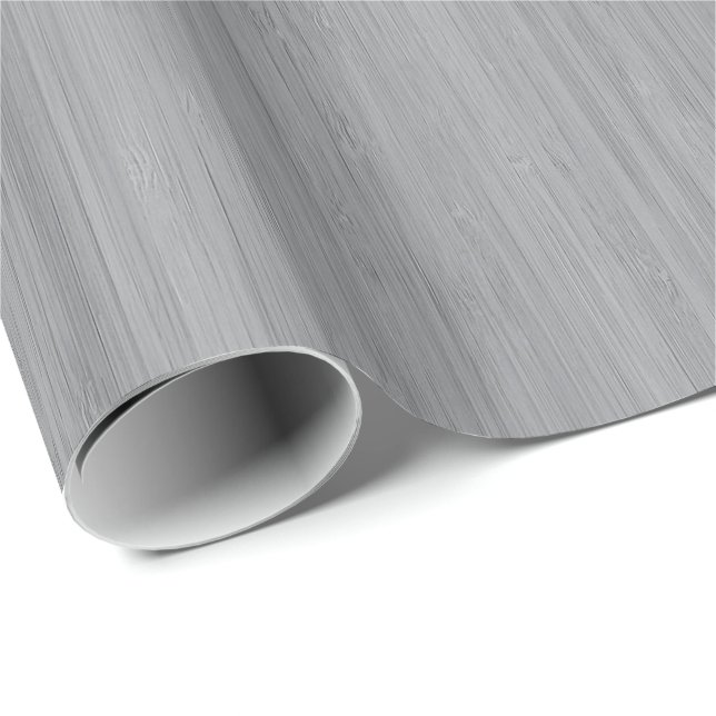 Ash Grått Bamboo Wood Grain-utseende Presentpapper (Rullad Hörn)