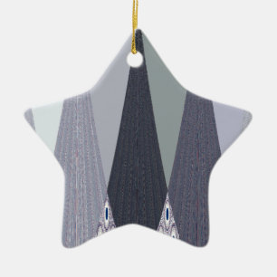Ash Grått Chevron Dots Art Skriv ut Julgransprydnad Keramik