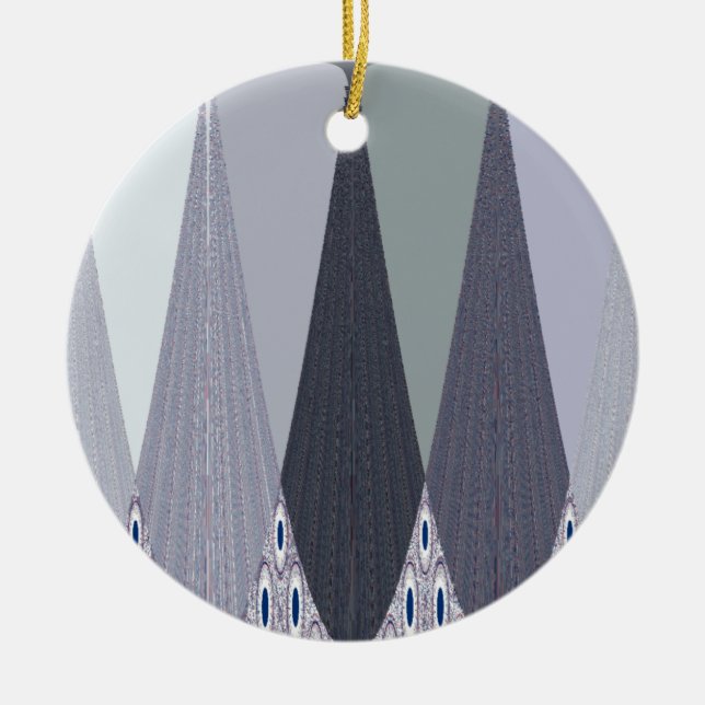 Ash Grått Chevron Dots Art Skriv ut Julgransprydnad Keramik (Framsidan)