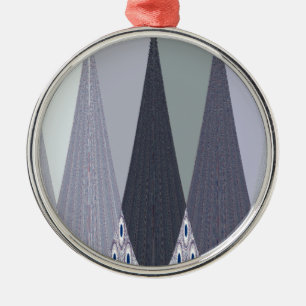Ash Grått Chevron Dots Art Skriv ut Julgransprydnad Metall