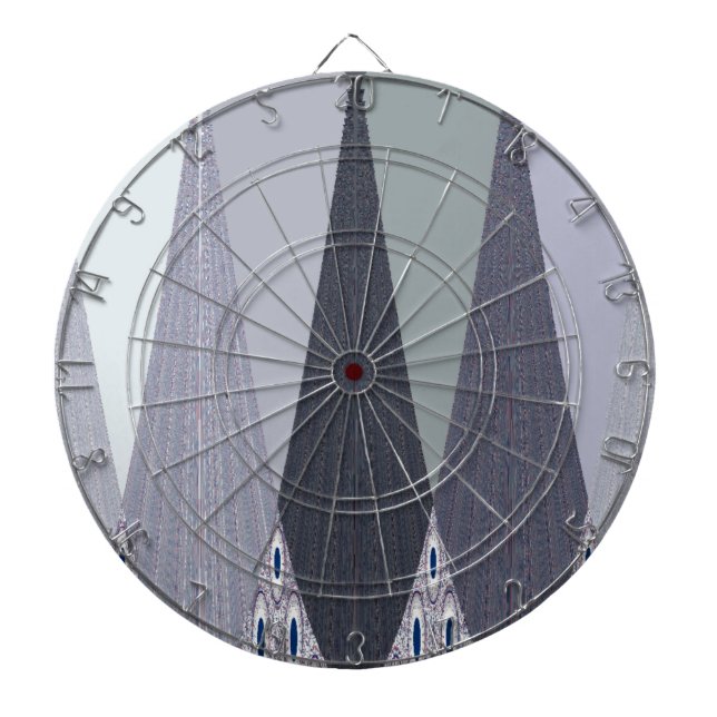 Ash Grått Chevron Dots Art Skriv ut Piltavla (Framsidan)