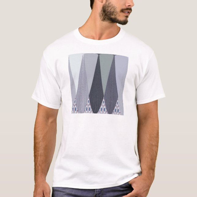 Ash Grått Chevron Dots Art Skriv ut Tee (Framsida)