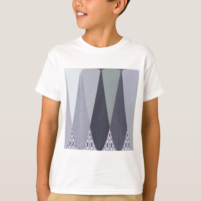 Ash Grått Chevron Dots Art Skriv ut Tee Shirt (Framsida)