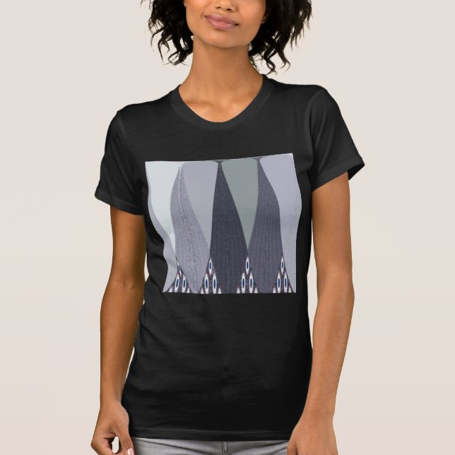 Ash Grått Chevron Dots Art Skriv ut Tee Shirt (Framsida)