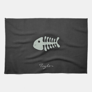 Ash Grått Fish Bones Kökshandduk