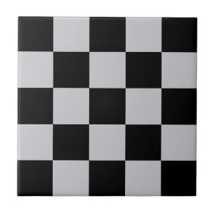 Ash Grått Grått Checker Mönster Design Kakelplatta