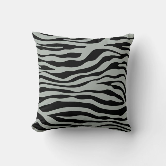 Ash Grått; Grått- och Black Zebra Animal Print Kudde (Framsida)