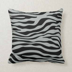 Ash Grått; Grått- och Black Zebra Animal Print Kudde